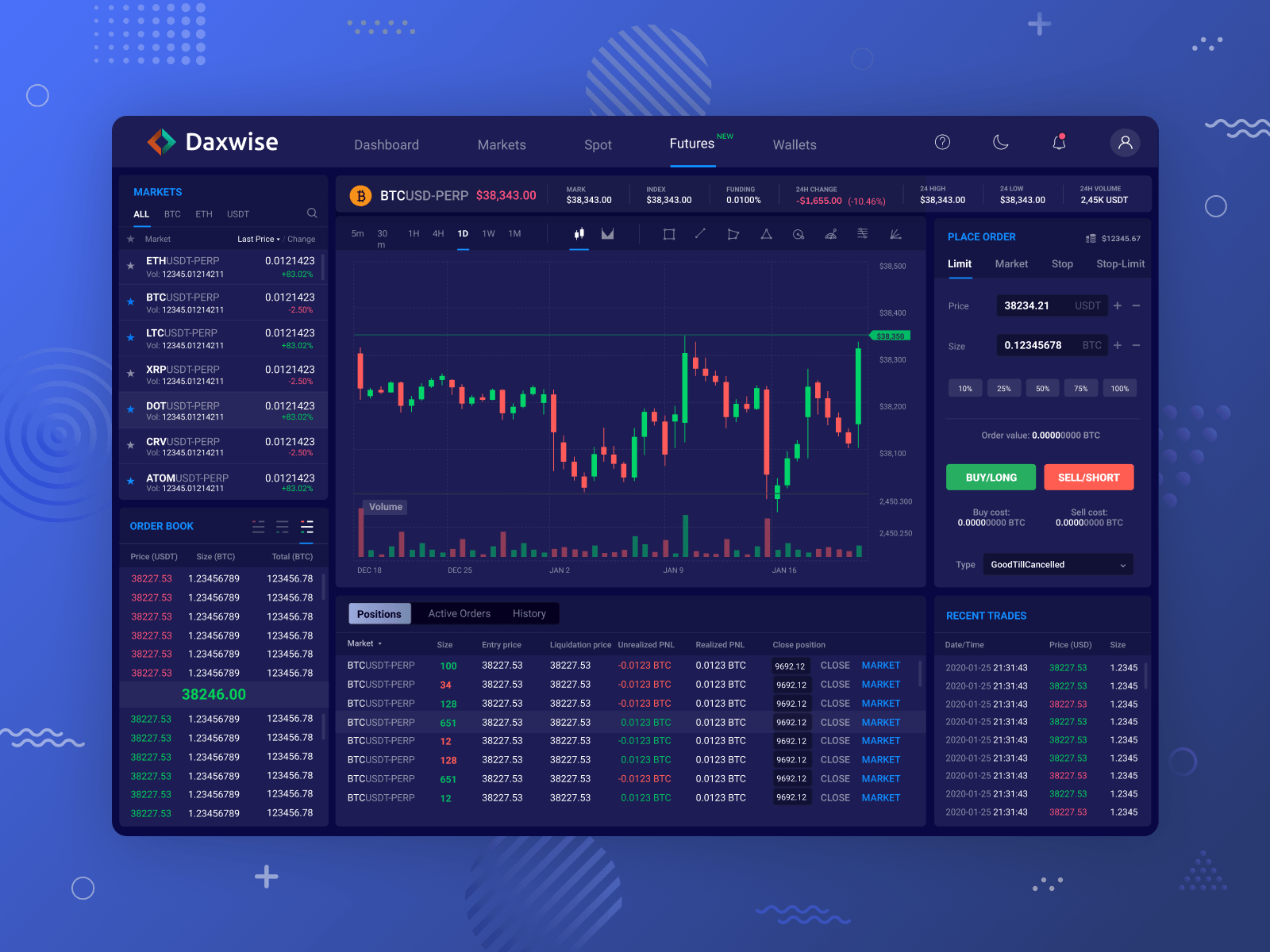 Trading Screen Design for Daxwise Exchange