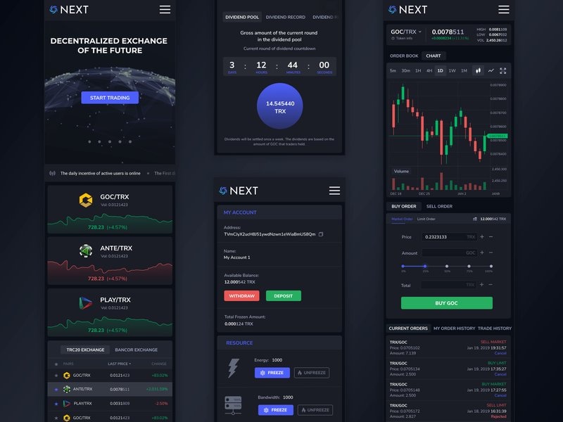 NEXT DEX - Mobile Trading Interface Design