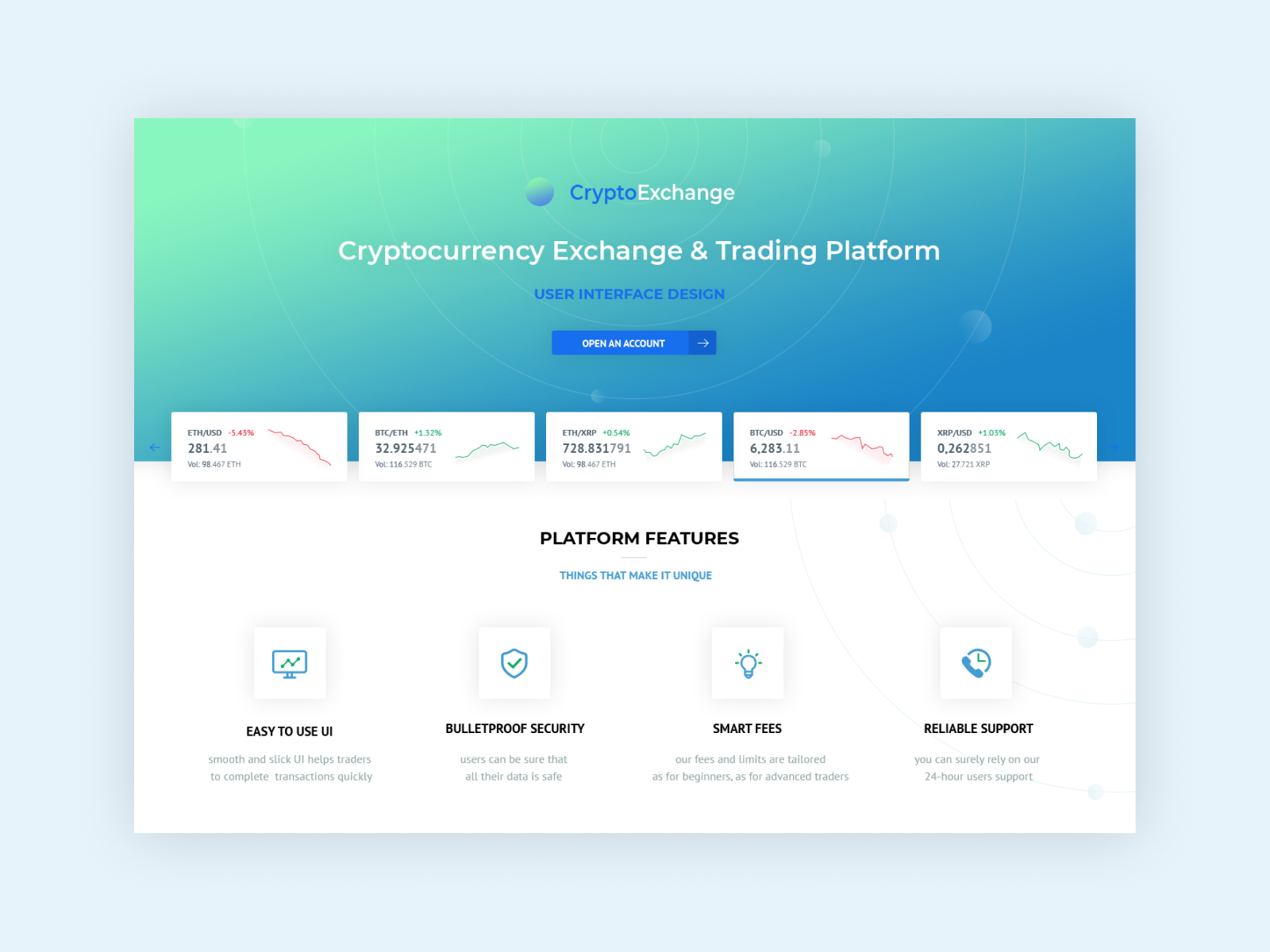 Crypto Exchange Home Page Template Design