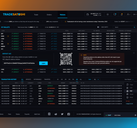 Wallets and Transactions Tradesatoshi Exchange