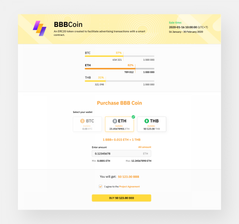 Token Purchase Screen Design for evoBit Launchpad