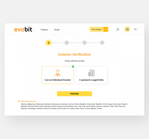 Investor Verification page for evoBit Launchpad