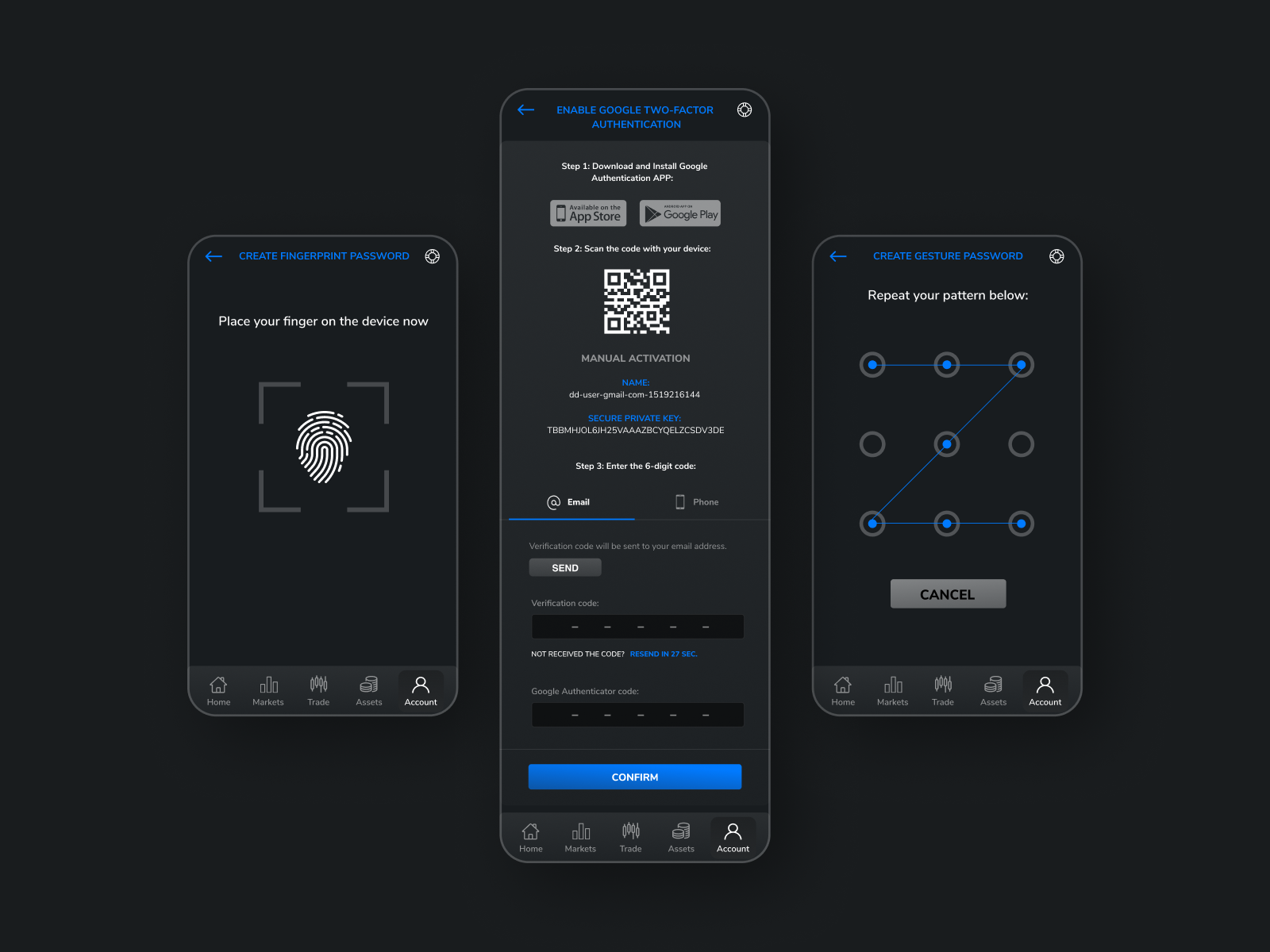 DueDEX Mobile auth