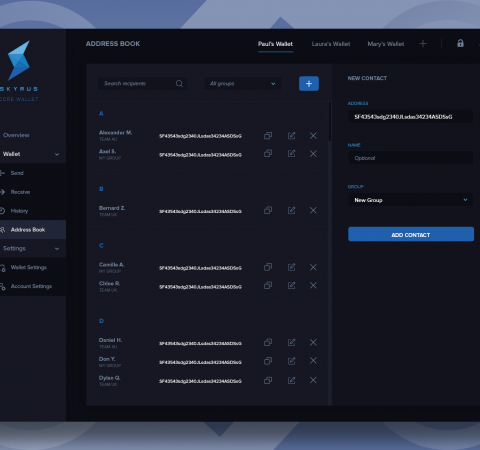 Skyrus Core Wallet Address Book