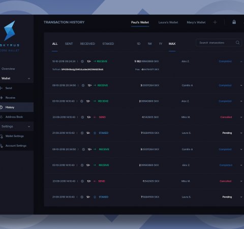 Wallet History for Skyrus Exchange